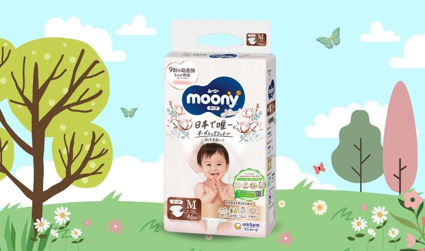Tã dán Moony Natural size M 46 miếng (6 - 11 kg)
