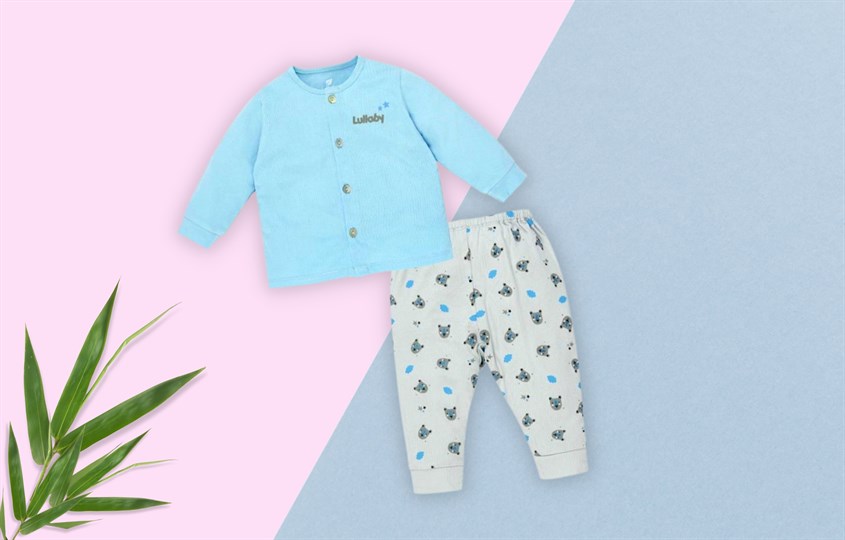 Bộ tay dài bé trai Lullaby NH309M màu xanh