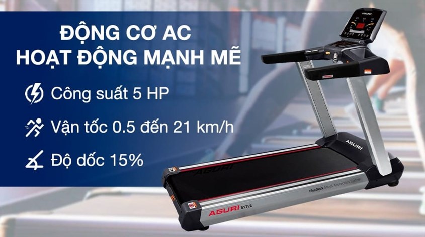 Máy chạy bộ Aguri AGT-817LE sở hữu động cơ mạnh mẽ, bền bỉ