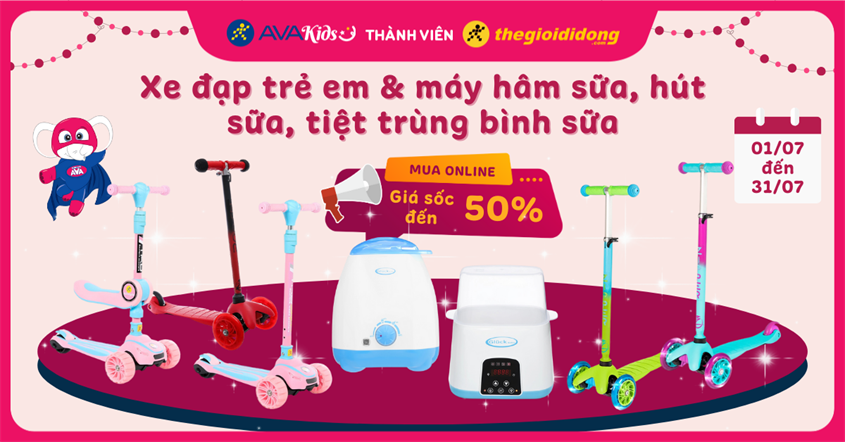 Xe đạp trẻ em & máy hâm sữa, hút sữa, tiệt trùng bình sữa mua online giá sốc đến 50%++