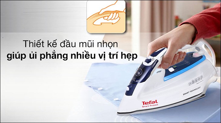 Bàn ủi hơi nước đứng Tefal IT2460E0 1960W sở hữu thiết kế mũi nhọn, hỗ trợ người dùng ủi nhanh các vị trí khó