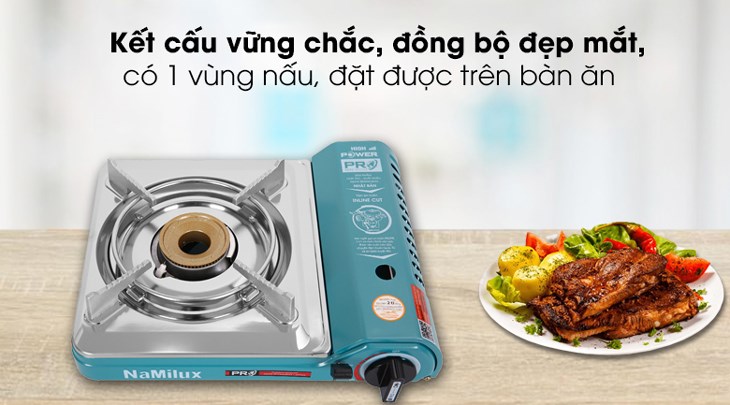 Bếp ga mini Namilux NH-P3031PS có kết cấu vững chắc, đồng bộ toàn diện nhờ được ứng dụng công nghệ dập tự động Transfer