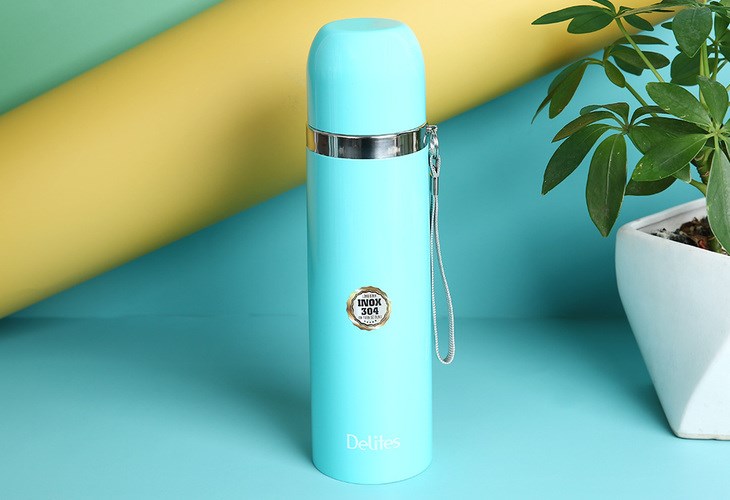 Bình giữ nhiệt inox 500 ml Delites Z5A xanh lá với mức giá 112.000 đồng