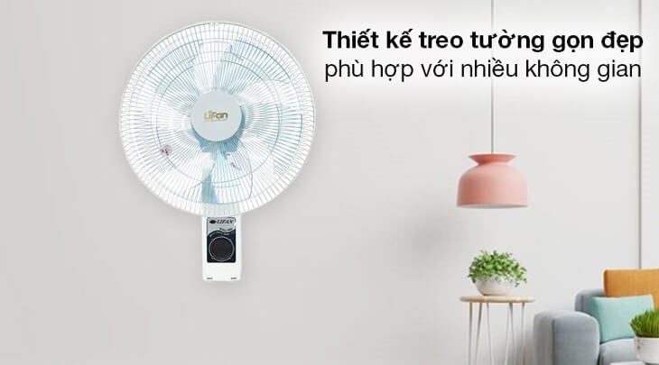 Quạt treo Lifan T-N 2 có thiết kế treo tường gọn gàng, cho không gian nội thất gia đình thông thoáng, rộng rãi hơn