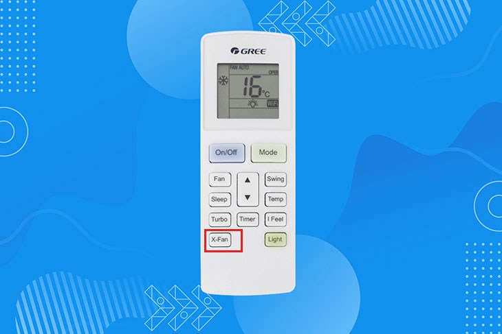 Nhấn nút X-FAN trên remote để kích hoạt tính năng tự làm vệ sinh dàn lạnh