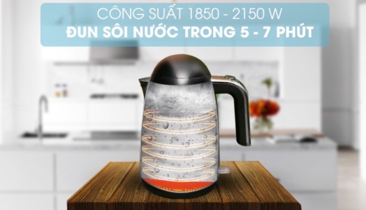 Bình đun siêu tốc Delites 1.7 lít FK-1802 có công suất làm việc mạnh mẽ nhanh chóng cung cấp nước nóng phục vụ nhu cầu
