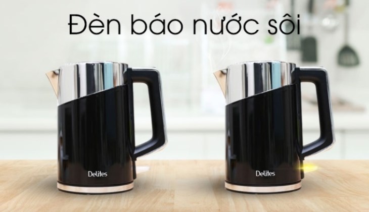 Bình đun siêu tốc Delites 1.7 lít ST17DB01 Màu Đen được trang bị đèn báo nước sôi tiện lợi
