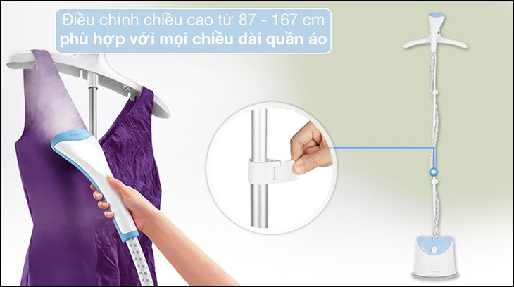 Bàn ủi hơi nước đứng Philips GC482/29 1600W có thể linh hoạt điều chỉnh độ cao từ 87 - 167cm