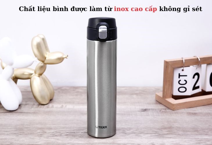 Bình giữ nhiệt inox 600 ml Tiger MMJ-A601XCV được cấu tạo từ inox cao cấp, đảm bảo sức khỏe