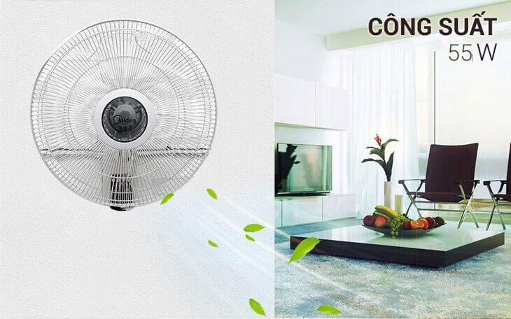 Quạt treo Midea FW40-6H có công suất hoạt động 55W giúp làm mát nhanh chóng cho nhà bạn