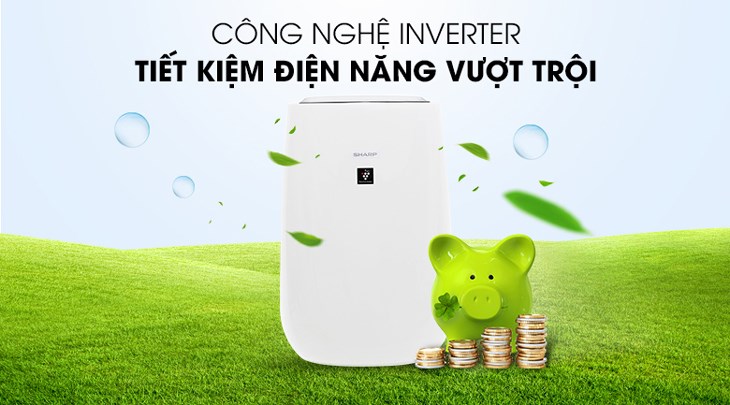 Máy lọc không khí Sharp FP-J40E-W 23W được tích hợp công nghệ Inverter đem lại khả năng vận hành êm ái và tiết kiệm điện năng cho gia đình