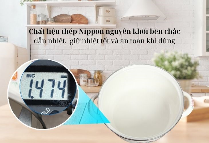 Nồi thép Nippon tráng men nắp kính 20 cm Fujihoro SKW-12G sử dụng chất liệu thép Nippon chịu nhiệt và giữ nhiệt tốt