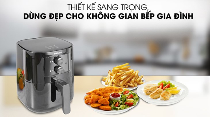 Nồi chiên không dầu Philips HD9200/90 2.4 lít giúp làm thực phẩm chín đều, giòn rụm mà không cần sử dụng quá nhiều dầu
