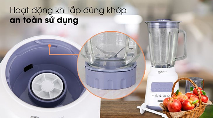 Máy xay sinh tố đa năng Philips HR2222/00 có nhiều tính năng an toàn, mang đến sự tiện dụng cho người dùng