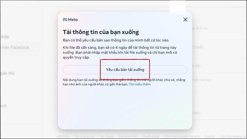 Chọn Yêu cầu bản tải xuống