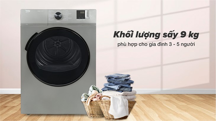 Máy sấy thông hơi Beko 9 kg DA9112RX0MB phù hợp cho nhu cầu sử dụng cho các gia đình có từ 3 - 5 thành viên