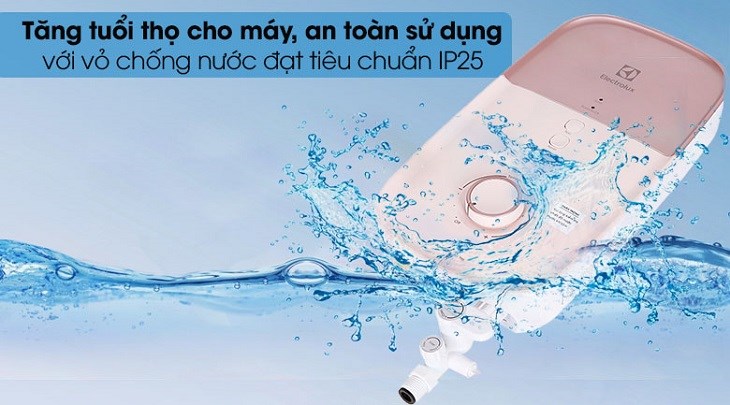 Máy nước nóng trực tiếp Electrolux EWE451LB-DPX2 có vỏ ngoài đạt chuẩn IP25, an toàn cho người dùng