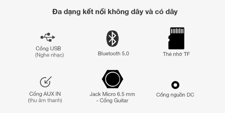 Các cổng kết nối trên Loa kéo karaoke Mobell MK-2120C 30W