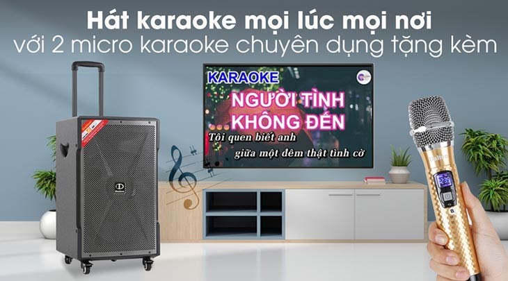 Loa kéo karaoke Dalton TS-12G450X 500W hát karaoke không giới hạn địa điểm với 2 micro tặng kèm chống nhiễu cao