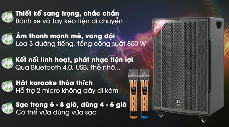 Loa kéo karaoke Dalton TS-18G850X 850W là lựa chọn hoàn hảo cho những bữa tiệc, sự kiện