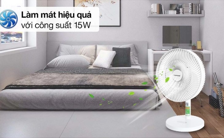 Quạt sạc điện Sunhouse SHD7115 giúp điều hòa giảm bớt gánh nặng khi vận hành