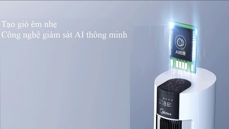 Quạt điều hòa Midea AC120-18AR sở hữu công nghệ kiểm soát AI thông minh, giúp tạo gió êm nhẹ Quạt điều hòa Midea AC120-18AR sở hữu công nghệ kiểm soát AI thông minh, giúp tạo gió êm nhẹ