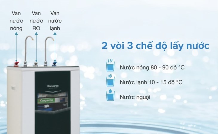 Máy lọc nước RO nóng nguội lạnh Kangaroo KG10A3 10 lõi cung cấp ba chế độ nước nóng, lạnh và thường tiện lợi