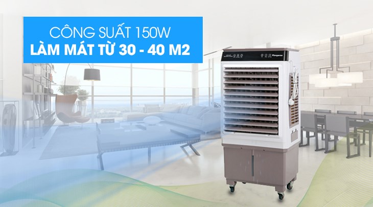 Quạt điều hoà Kangaroo KG50F79 hoạt động với công suất 150W, thích hợp dùng cho không gian có diện tích từ 30 - 40m2