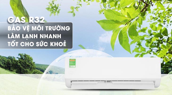 Máy lạnh Beko Inverter 1.5 HP RSVC12VT sử dụng gas R32 làm lạnh nhanh, thân thiện với môi trường