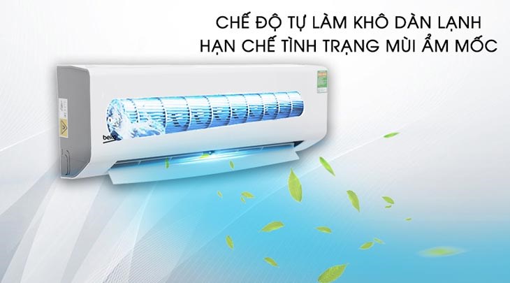 Máy lạnh Beko Inverter 1 HP RSVC09VS có chức năng tự làm sạch hạn chế mùi ẩm mốc khó chịu