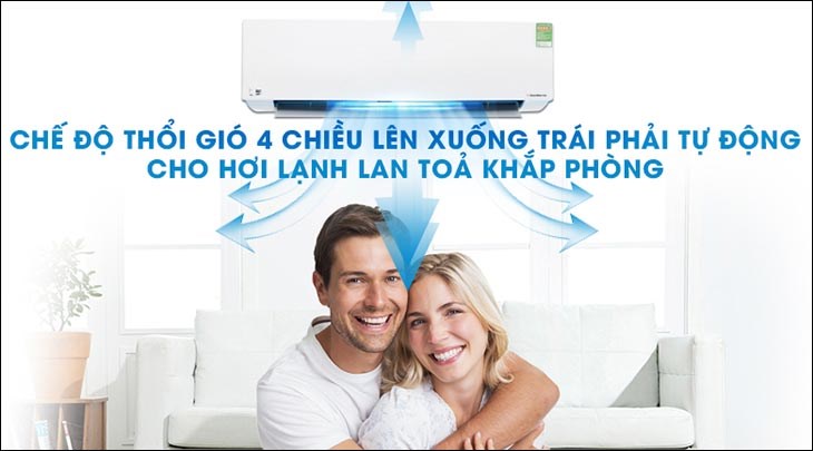 Máy lạnh Beko Inverter 2 HP RSVC18AV trang bị chế độ thổi gió 4 chiều giúp hơi lạnh lan tỏa khắp phòng