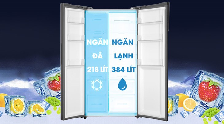 Tủ lạnh Aqua Inverter 602 lít AQR-IG696FS GB mang đến không gian lưu trữ thực phẩm thoải mái cho gia đình trên 5 thành viên