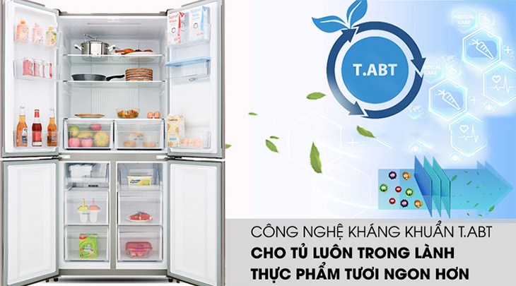 Tủ lạnh Aqua Inverter 456 lít AQR-IGW525EM GB kháng khuẩn và khử mùi hiệu quả nhờ công nghệ thông minh T.ABT