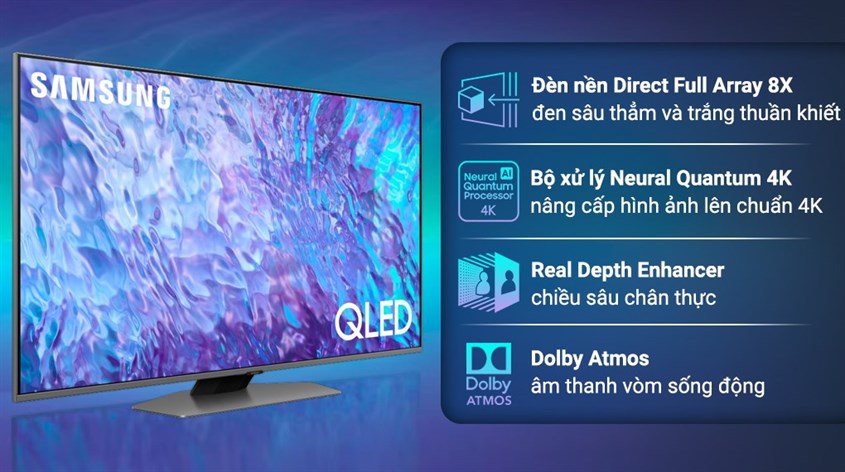 Smart Tivi QLED 4K 50 inch Samsung QA50Q80C được trang bị nhiều công nghệ âm thanh, hình ảnh hiện đại