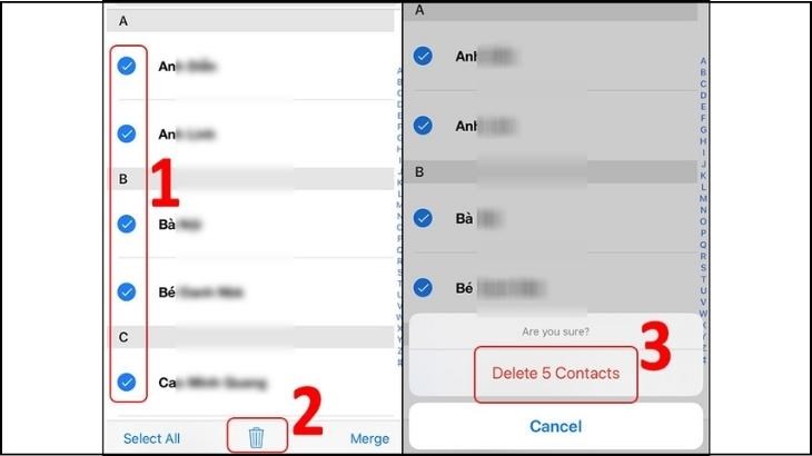 Chọn Delete Contacts để hoàn tất 