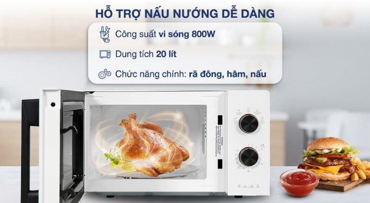 Lò vi sóng Electrolux EMM20K22W 20 lít có thiết kế để bàn sang trọng và hiện đại