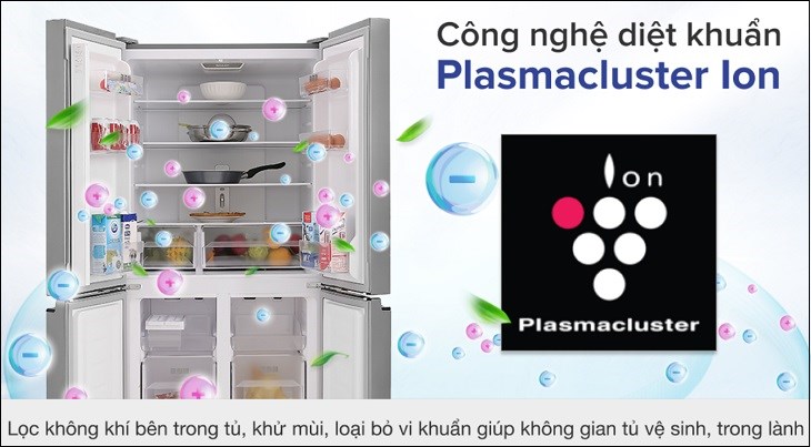Tủ lạnh Sharp Inverter 401 lít SJ-FXP480V-SL trang bị công nghệ diệt khuẩn khử mùi Plasmacluster Ion