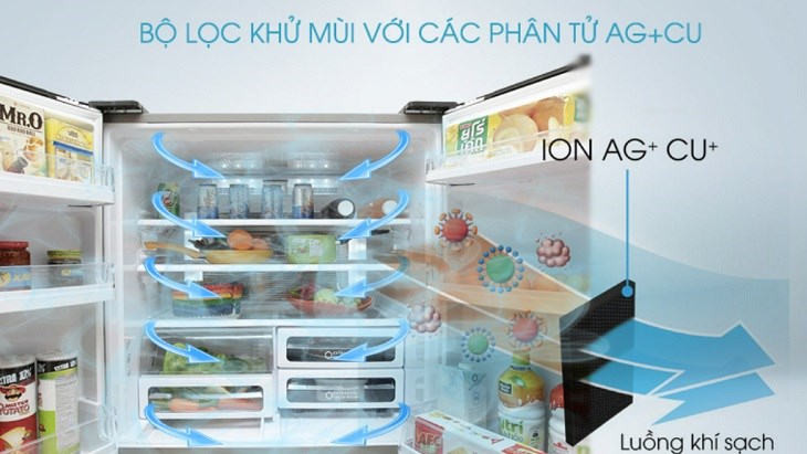 Tủ lạnh Sharp Inverter 556 lít SJ-FX630V-ST trang bị bộ lọc khử mùi phân tử bạc Nano Ag+ duy trì độ tươi ngon thực phẩm tốt hơn