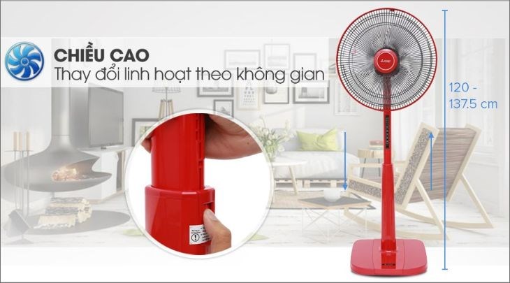 Quạt đứng Mitsubishi LV16S-RA CY-RD có thể thay đổi chiều cao tiện lợi, tùy chỉnh theo không gian và diện tích làm mát