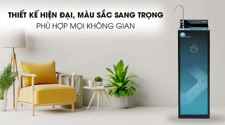 Máy lọc nước RO Karofi KAQ-P95 10 lõi có thiết kế hiện đại, màu sắc sang trọng với họa tiết đèn led hút mắt