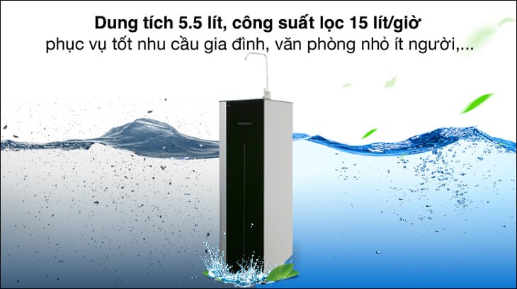 Máy lọc nước RO Korihome K-PRO WPK-G61 10 lõi có dung tích 5.5 lít và công suất lọc 15 lít/giờ, đáp ứng mọi nhu cầu sử dụng nước sạch của bạn