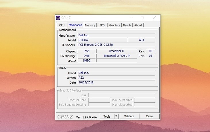 Thẻ Mainboard cung cấp một số thông tin cơ bản của máy tính