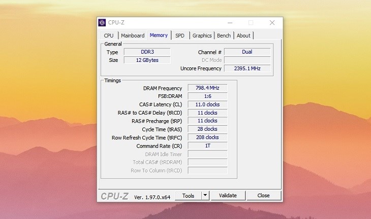 Thẻ Memory có thể xem thông tin về bộ nhớ RAM