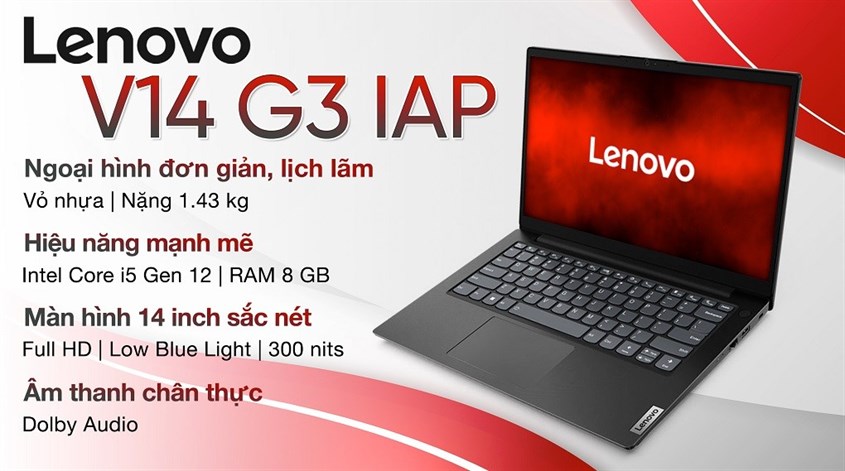 Laptop Lenovo V14 G3 IAP i5 sở hữu thiết kế sang trọng, trẻ trung