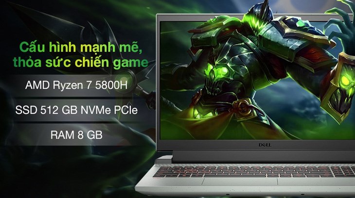Laptop Dell Gaming G15 5515 R7 (70266674) mang trong mình cấu hình mạnh mẽ đến từ CPU AMD và card đồ họa rời NVIDIA giúp bạn vận hành mọi ứng dụng nhanh chóng, giải trí mượt mà.