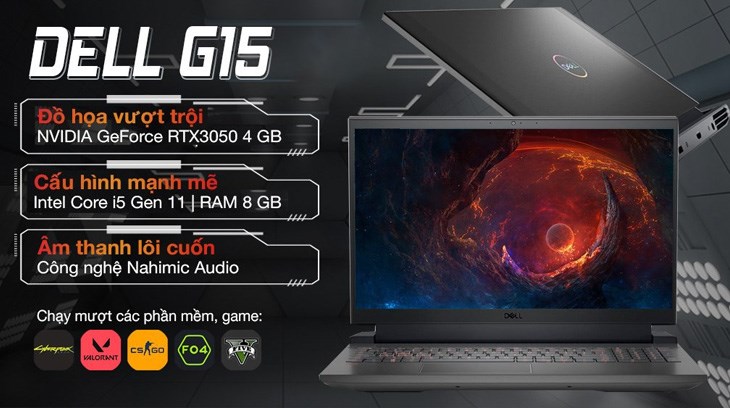 Laptop Dell Gaming G15 5511 i5 (70266676) ứng dụng đồ họa vượt trội, khiến trải nghiệm gaming trở nên sống động hơn bao giờ hết 