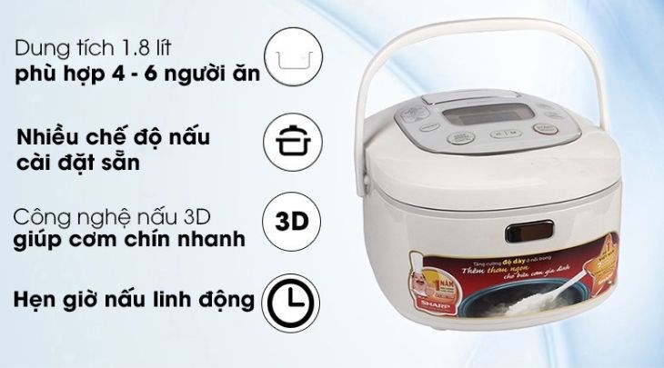 Nồi cơm điện tử Sharp 1.8 lít KS-TH18-GL được tích hợp chức năng hẹn giờ nấu từ 1 - 12 tiếng, để bạn có thể sắp xếp thời gian nấu cơm hợp lý hơn