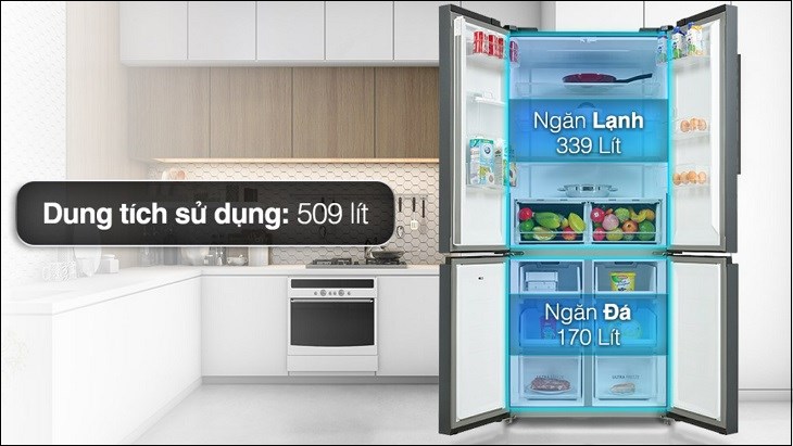 Tủ lạnh Toshiba Inverter 509 lít GR-RF605WI-PMV(06)-MG thuộc kiểu từ nhiều cửa sở hữu dung tích 509 lít phù hợp cho gia đình đông thành viên