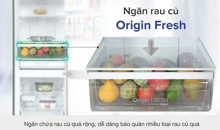 Tủ lạnh Toshiba Inverter 325 lít GR-RB410WE-PMV(37)-SG có thiết kế ngăn Origin Fresh linh hoạt có thể tùy chỉnh nhiệt độ để bảo quản thực phẩm
