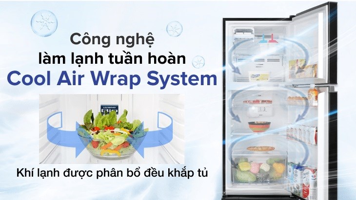 Công nghệ Cool Air Wrap System giúp hơi lạnh luân chuyển đều khắp tủ bảo quản thực phẩm lạnh tối ưu